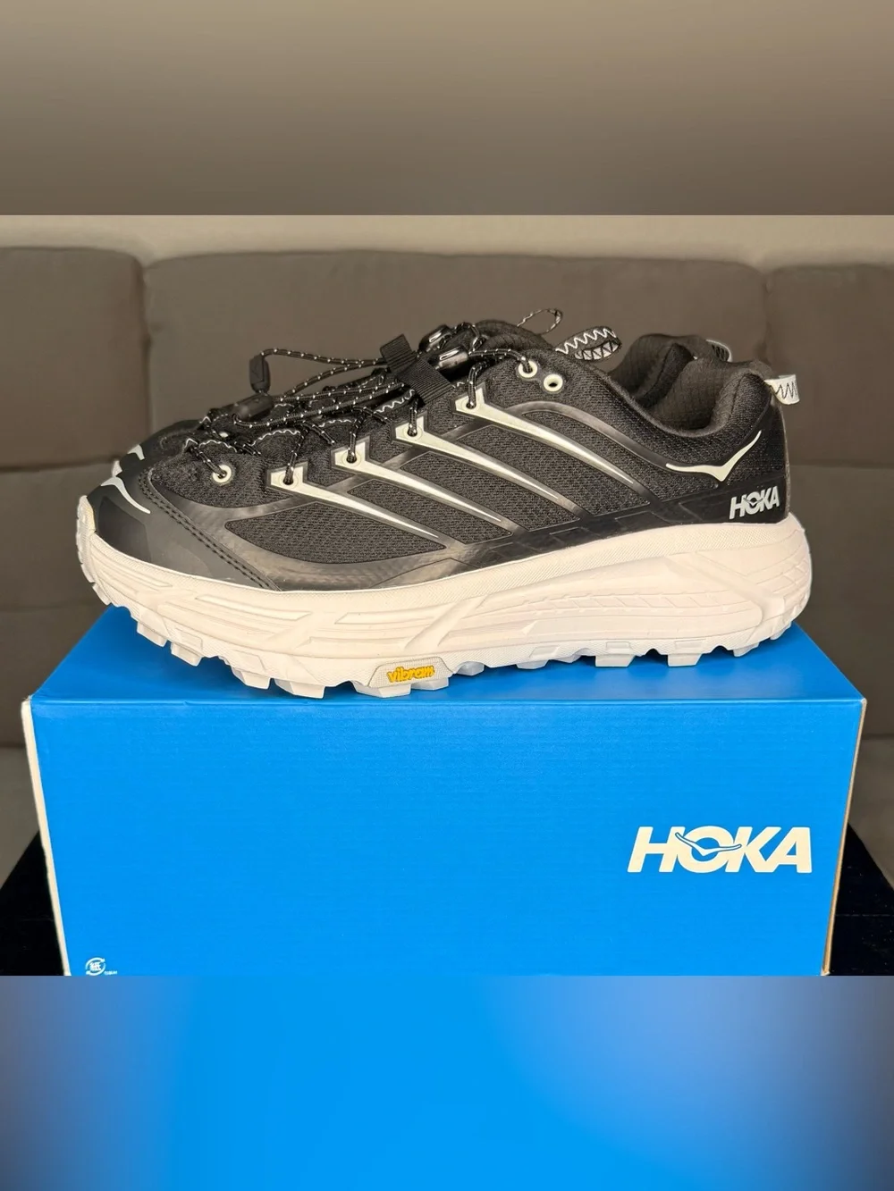 HOKA Mafate Three2 Vibram Black Cosmic Grey Unisex 10.5M 11.5W (161)
